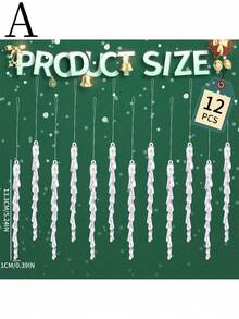 24 件透明冰柱挂饰、圣诞树装饰亚克力水晶吊坠、DIY 圣诞装饰、逼真的多面冰柱和锥形悬挂装饰、圣诞饰品、节日礼物标签装饰、适合室内和室外冰柱悬挂 - 彩色 - 查看 9