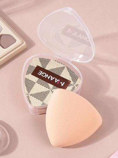 MAANGE 1个三角形气垫粉扑，带收纳盒，化妆海绵，触感柔软，干湿两用，可重复使用，适用于粉底液、粉饼和粉底霜，便携旅行礼物，送给女性和女孩的礼物，化妆品，价格实惠，房间装饰，梳妆台，旅行，卧室，化妆配件，粉扑，美妆蛋，粉扑，化妆海绵，价格实惠，圣诞礼物，化妆品，化妆工具，便宜好物，礼物，送给女性的礼物，圣诞礼物