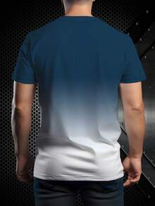 Áo thun ngắn tay kiểu dáng thường ngày với họa tiết "PARIS" và hiệu ứng chuyển màu xanh trắng, thể hiện phong cách Paris, 100% polyester. - Nhiều màu - Xem 2