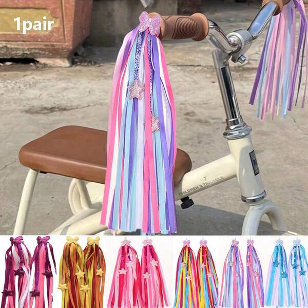 1 pereche de trotinete, biciclete, motociclete, triciclete, accesorii cu ciucuri, panglici, panglici, majorete de înaltă densitate, decorare cărucior cu pandantiv pentru pisici cu manivelă