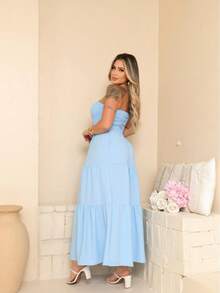 July Tropical Strapless Dress In Various Prints, 2025 Collection - Celeste - Ver 2