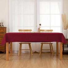 Faux Linen Rectangle Tablecloth - Wrinkle And Stain Resistant Washable Table Cloth For Kitchen Dining Room Holiday Table Cover For Dinner, Red, 54 X 120 Inch - Red120x54Rectangular - View 9