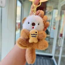 Joivida 1pc Cute Plush Otter Holding Fish Doll Doll Pendant, Bag Charm, Keychain Halloween Accessories Teachers Day Christmas Gift Ideas