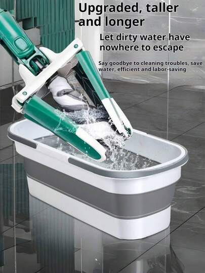 Super life 1 zestaw, mop do sprzątania domu i wiadro z dwiema ścierkami, mop płaski bez użycia rąk, mop do kurzu z wiadrem, czyszczenie na mokro i na sucho, mop do czyszczenia płytek i marmuru, artykuły czyszczące, narzędzia do sprzątania, prezent świąteczny