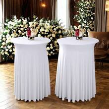 Khăn trải bàn cocktail co giãn 24/32 inch, khăn trải bàn tròn cho quầy bar cao, khăn trải bàn kiểu váy hè dệt kim, thiết kế rủ mềm mại, khăn trải bàn co giãn cho phòng tiệc và quầy bar. - Nhiều màu - Xem 10