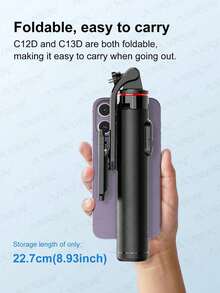 AXNEN Portable Selfie Stick Tripod With Adjustable Fill Light, 360° Rotatable & Detachable Phone Holder, Extendable Tripod, Wireless Remote, Compatible With IOS & Android Phones/Cameras/GoPro