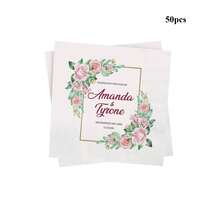 20-500 件定制餐巾，花卉个性化纸质婚礼餐巾，3 层白色一次性餐巾，适用于酒吧、新娘送礼会、生日、订婚、婚礼、洗礼，使用和触摸均无害，非常适合派对装饰和婚礼装饰，定制派对餐巾，圣诞装饰 - 白色 - 查看 12