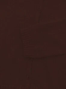 Áo khoác cardigan ngắn tay dài cổ tròn tối giản cơ bản dành cho nữ Sylvia, chất liệu nhung mịn, màu trơn, kiểu dáng thoải mái, mềm mại, thích hợp cho mặc hàng ngày, đi làm, dạo phố, dự tiệc trà chiều, mùa thu/đông. - màu nâu - Xem 5