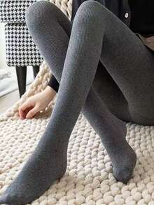 1pc Vertical Striped Tights, Women's Thick High Waist Warm Tights For Autumn/Winter, Cozy