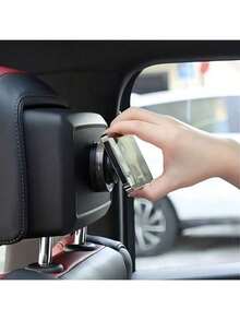 黑色强力吸盘车载手机支架，便捷可折叠双环设计，磁吸稳固，适用于汽车导航驾驶，兼容多种手机型号，车载手机支架配件