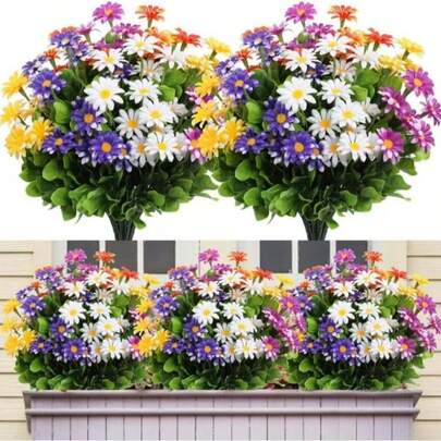 1/5/10 Bunches Artificial Flowers For Outdoor Decor, Fake Flowers Lifelike UV-Resistant Artificial Plants Suitable For Garden, Patio, Porch, Window Box, Home Indoor/Outdoor Decoration