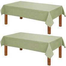 2 Paquetes de Mantel Rectangular de Lino Sintético - Mantel Lavable Resistente a Arrugas y Manchas para Cocina, Comedor, Fiesta y Cena, Verde, 228 x 335 cm - Paquete verde de 90 x 1322 - Ver 1