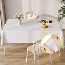 1pc White Table Cloth Rectangle 57.9x81.9 Inch White Tablecloths For 6 Foot Tables - Wrinkle Resistant Polyester Table Cloth Fabric Table Cover For Party Wedding Events And Camping - Multicolor - View 4