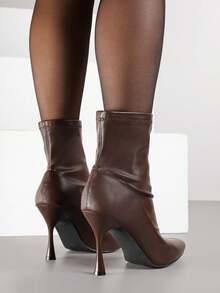 Elegant Women's Sock Boots - Classic Autumn/Winter Casual Work/Office - Brown - View 4