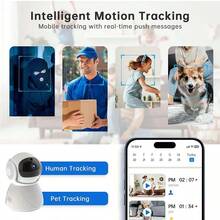 3MP 室内安全摄像头、WiFi 2.4GHz 5GHz 平移/倾斜、带移动应用程序的宠物摄像头、360° 无线摄像头，用于家庭安全，带运动检测、双向音频、警报、1080P WiFi 无线安全摄像头、2.4G WiFi 半球摄像机、婴儿监视器宠物摄像头，带视频播放功能、最大 256GB 安全摄像头 SD 卡、云/卡存储