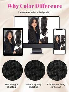 22 英寸合成假发中分刘海顶饰女士隐形无缝头发波浪长卷发八字刘海头顶自然隐形替换遮盖白发 360° 遮盖顶饰 - 彩色 - 查看 10