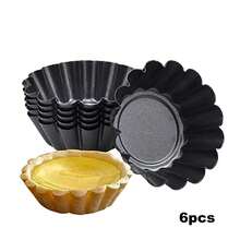 12 件，蛋挞模具，不粘碳钢蛋挞模具，迷你馅饼模具，松饼，纸杯蛋糕布丁烘焙杯制作器 - 适用于馅饼、中式蛋挞、蛋糕 - 黑色 - 查看 8