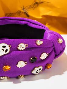 1 pezzo Nuovo accessorio per capelli da donna per Ognissanti, fascia larga in tessuto con fantasma bianco e teschio, copricapo a forma di zucca, accessorio per capelli per feste e vacanze, fascia per capelli