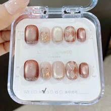 Bộ 10 móng tay giả ngắn tròn phong cách Kawaii mùa hè - Hình vuông ngọt ngào kiểu Nhật Bản với điểm nhấn vỏ sò, thiết kế kỳ nghỉ biển, móng giả gây sốt trên mạng cho mùa tựu trường & nghệ thuật làm móng tháng 7, phụ kiện làm móng thủ công. - Nhiều màu - Xem 15