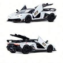 C C A 1:43 Maßstab Lamborghini Avendator SVJ Druckguss Legierung Modell Auto Sammleredition mit Staubschutz und Präsentationsständer Simulationslegierungsfahrzeugmodell Spielzeug Türen können geöffnet werden Weihnachts- und Geburtstagsgeschenk für Kinder