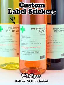 1 pezzo/3 pezzi/5 pezzi Etichetta adesiva personalizzata per bottiglia di vino con ricetta - Adesivi in vinile personalizzati per bottiglie di vino rosso, bianco e rosé, regalo divertente e originale per compleanni, anniversari, matrimoni, Natale e decorazioni per feste