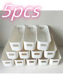 10pcs Stackable Plastic Storage Boxes With Handles, Suitable For Office, Home, Wardrobe | 5pcs/2pcs Multi-Functional Storage Baskets, Containers For Socks, Underwear, Stationery, Cosmetics, Space-Saving Drawer-Style Storage Boxes,For Back To School - White - View 8