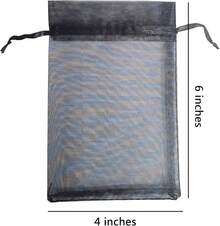 2025Organza Gifts Bags Sets Of 50 Drawstring 4x6 Inch Pink For Baby Shower,Girl Birthday,Party Favors,Wedding,Bridal Shower,Graduation,Halloween,Bulk Sheer Fabric Mesh Tie Sack For Jewelry,Candy - 黑色 - 查看 4
