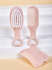 3pcs Baby Comb & Brush Set, Infant Hair Scalp Massage Brush, Newborn Baby Boy Girl Essential Care Tools - Multicolor - View 5