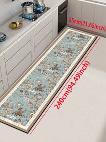 1pc Diatomite Kitchen Mat, Elegant Blue Floral Pattern, Cushioned Anti-Fatigue Kitchen Rug, Absorbent & Non-Slip, Suitable For Kitchen, Bathroom, Entryway, Laundry Room - Multicolor - View 19
