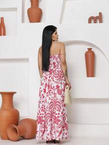 July Tropical Strapless Dress In Various Prints, 2025 Collection - Tropical Pink - View 2