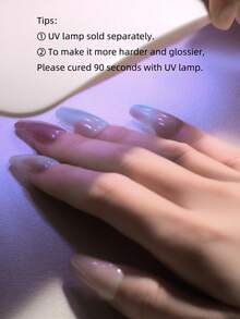 16 Spitzen Semi Cure Gel Nagel Wraps (Mehrfarbig) Träumerisches Mauve Aurora Bling Nail Art Aufkleber, selbstklebende Full Wrap Nail Art, zu verwenden mit UV-Lampen, einfach anzubringen und zu entfernen, geeignet für Frauen und Mädchen für tägliches Dating DIY Nail Art Verwendung