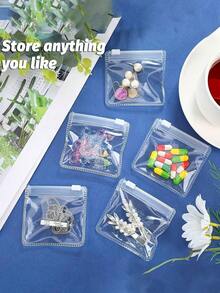 2/5/10/30pcs Travel Portable Pill Storage Bag, EVA Transparent Reusable Zipper Sealed Dust-Proof Waterproof Jewelry Organizer Pouch Travel Essentials For Holiday Vacation Medicine Organizer Emergency Kit Medicine Bag Pill Box Medicine Storage Bag For Travel For Outdoor First Aid Bag