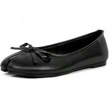 Women's Tabi Shoes Flats Split Toe Janpanese Ballet Flats Cute Black Bowknot Ballerina Shoes-2025 - 黑色 - 查看 9