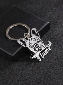 1pc Personalized French Bulldog Stainless Steel Keychain - Customizable Name Engraving, Dog-Shaped Design For Men, Ideal For Valentine's Day, Father's Day, Graduation, Halloween, Christmas Gifts - Multicolor - View 12