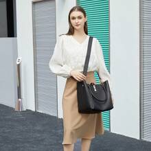 Sqlp Large Work Tote Bag For Women Designer Purses And Handbags Big Bucket Bags Womens Travel Shoulder Bag - 綠色 - 查看 5