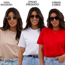 KIT 3 TSHIRTS BASIC PLAIN T-SHIRT FOR WOMEN 100% COTTON T-SHIRT T-SHIRTS - Beige/White/Red - View 2