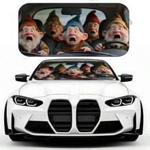 1pc Funny Cartoon Pattern Car Sun Visor, Fashionable Design, Easy To Install, Interesting Car Accessory, Made Of Polyester Fiber, Blocks UV Rays, Suitable For Various Car Models, Provides Heat Insulation And Privacy Protection, Foldable For Easy Storage