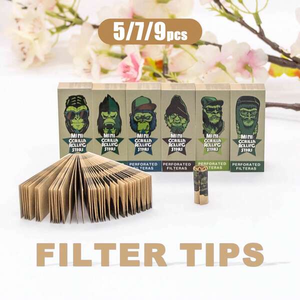 5 pezzi/7 pezzi/9 pezzi Carta da filtro marrone con motivo verde, 50 fogli per libro, carta da filtro portatile fatta a mano, rilegata in libretto, comoda da trasportare, combustione lenta, ideale come regalo per Natale, compleanno e feste