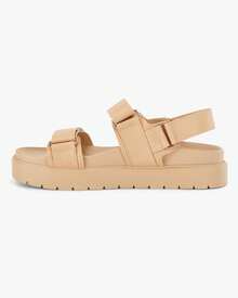 Coutgo Women's Thick-Soled Sandals, Comfortable Flat Sandals, Double-Strap Insoles, Summer Beach Sandals - Camel - View 6
