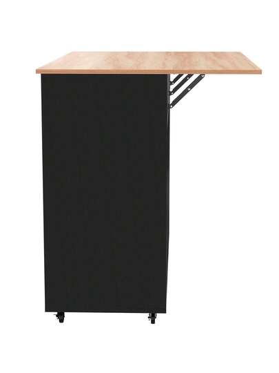 Kitchen Isl 129 71 91.5 Cm, Mobile Folding Tabletop, Drawers Storage Spaces, Trolley Metal Support Frame Height Adjustable Shelves, Kitchen, Dining Room view 10