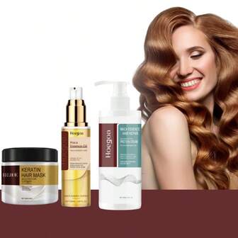 Collagen Hair Care Hair Mask 3.53 OZ, Deep Repair And Conditioning, Moisturizing, Suitable For All Hair Types Argan Oil Hair Serum 1.69 FL.OZ, Smoothing And Straightening, Frizz Control, For Dry Damaged Hair Keratin Hair Conditioner 3.38 FL.OZ, Plant Extracts, Light & Non-Greasy, Vitality Enhancing Hair Formula Travel-Sized Hair Care Set