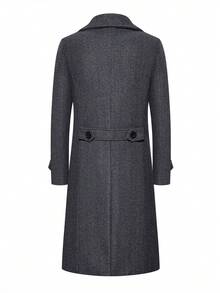 Abrigo largo para hombre de gabardina, abrigos para hombre en colores caqui negro gris con doble fil a de botones, elegante y formal para ocasiones especiales - Gris Oscuro - Ver 5