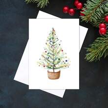 Tarjetas de Navidad divertidas, Tarjetas de árbol de Navidad en acuarela, Tarjetas de árbol perenne, Tarjetas de agradecimiento de invierno, Tarjetas de felicitación, Tarjetas de cumpleaños, Tarjetas de aniversario, Tarjetas de , Tarjetas de felicitación de Navidad - Multicolor - Ver 5