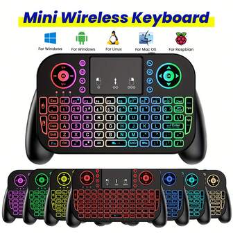 Mini Keyboard With Touchpad 2.4GHz And BT Dual Link - 7 Color Backlight, Multimedia Keys - Compatible With Android TV Box, Smart TV, Projector, PS3 And More!