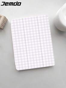 Summer Cooling Purple Plaid Pattern Tablet Case Compatible With Kindle NK 11/Kindle Paperwhite 5, IPad (A16) 11 Inch 11th Generation 2025, IPad 10.2 Inch 10th Gen, Auto Wake/Sleep Function, Slim & Lightweight, Perfect Fit Protection