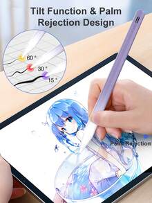 11th Gen (2025) IPad (A16) 11-Inch Compatible Stylus Pen With LED Power Indicator, Fits 2018-2025 IPads, Replaceable Tip Design, Also Suitable For IPad 6th Gen (9.7"), Includes Type-C Cable For IPad 10th Gen, Double-Tap Top To Power On/Off, Compatible With IPad 9th/8th/7th Gen - Gradient Purple - Purple - View 8
