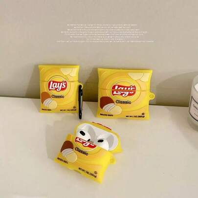 3D薯片造型硅胶保护壳，适用于Apple 4/3、Pro 2/3，美味薯片设计