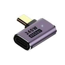 WOWSSYO 1pc 90 Degree USB-C Adapter, USB4.0 Type-C Adapter Supporting Thunderbolt 3, 40Gbps Data Transfer, 240W Fast Charging, 8K@60Hz Video Output, Compatible With Laptops, Tablets And Smartphones - Multicolor - View 14