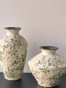 Rustic Green Crackle Glaze Ceramic Vase - Vintage Flower Arrangement Decor For Living Room, Table Centerpiece Gift Home Decor Room Decor Flower Vase Glass Vase - Multicolor - View 9