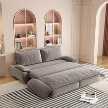 73.2" Queen Pull Out Sofa Bed,3-In-1 Convertible Sleeper Sofa, Multi-Functional Velvet Loveseat Bed - Grey - View 12
